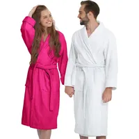 Banzaii Bademantel für Erwachsene, aus Frottee, super saugfähig, 100% Baumwolle, hochwertig, ultraweich, Bademantel mit Kapuze, Unisex für Herren und Damen | Größe L Fuchsia - L