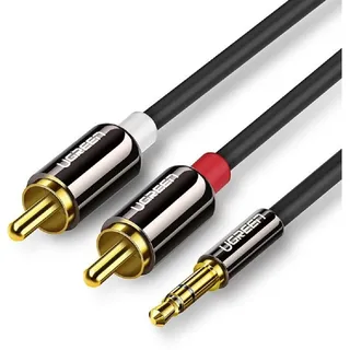 UGREEN Klinke auf Cinch Kabel 3,5mm Klinke Chinch Stereo Audio Kabel für TV, PC, Handy, MP3-Player, Lautsprecher, Heimkino, Autoradio, Tablet, Verstärker, Soundbar usw. (2m)