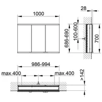 Keuco Spiegelschrank Royal Modular 2.0 1000x700x160mm, 1 SD, 1
