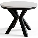 Alpi-Möbel Esszimmertisch, Weiß, Schwarz, Holzwerkstoff, Rund, X-Form, 100x76x100 cm, Esszimmer, Tische, Esstische