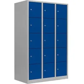 Lüllmann Schließfachschrank Stahl 119 x 190 cm blau 15 Fächer abschließbar