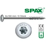 6x180 mm SPAX Tellerkopfschraube "HI.FORCE", T30, WIROX-beschichtet, P3J, mit Tellerkopf und Teilgewinde, 6 Stk.