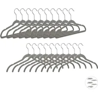 Relaxdays 60 x Samt, Kleiderbügel grau