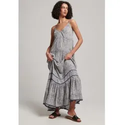 Superdry für Damen. W8011294A Langes blaues trägerloses Kleid (XS), Lässig, Viskose, Ärmellos / Hosenträger