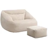 Home Deluxe Sitzsack mit Hocker COZY Farbe: Beige Sitzsack Bean Bag Sitzkissen - HOME DELUXE