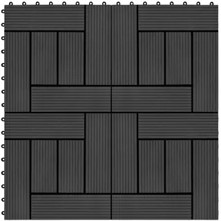 vidaXL Terrassenfliesen 11 Stück WPC 30 x 30 cm 1 qm Schwarz