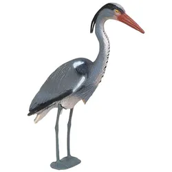 Reiher Gartenfigur Graureiher Attrappe Fischreiher Teichfigur, Gartendekoration Wetterfest, grau schwarz weiß, HxLxB 70,5x52x16 cm