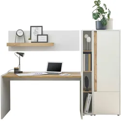 Furn.Design Büromöbel Set in weiß und Wotan Eiche mit Schreibtisch, Aktenschrank und 2 x Regal für Homeoffice Center