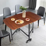 CNCEST Klappbarer Esstisch Küchentisch Klappbar mit Rollen Holz Klapptisch Mobiler Holz-küchentisch für Arbeitszimmer Schlafzimmer zu Hause, Vintagebraun