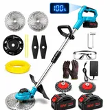 Akku Rasentrimmer mit Digitale Anzeige, Multifunktional Rasenkantenschneider, mit 2× 4000mAh Akku, Bürstenloser Motor, Gartengerate mit Unkrautb...
