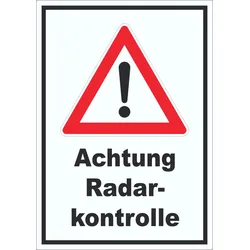 Achtung Radarkontrolle Aufkleber A8 (52x74mm)