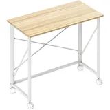 Homcom Schreibtisch Klappbar Kleiner 80 cm Klappschreibtisch mit Rollen - Naturbelassen