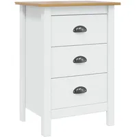 vidaXL Nachtschrank Hill 46 x 35 x 65 cm Weiß/Honigbraun