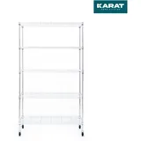 Karat Karat, Gitterregal mit Rollen Maya 5 Böden Für Wohnzimmer, Bad oder Keller 89 x 34 x 150 cm