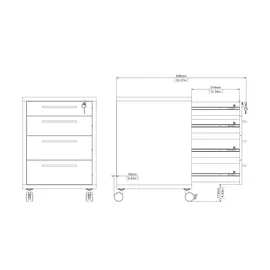 Möbel Kraft Success Rollcontainer 48,2 x 49,1 x 68,2 cm Weiß