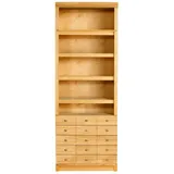 Home Affaire Bücherregal »Soeren«, aus massiver Kiefer, in 2 Höhen, Tiefe 29 cm, mit 5 Schubkästen, beige