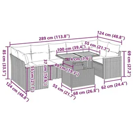 vidaXL Garten-Lounge-Set 8-tlg. beige