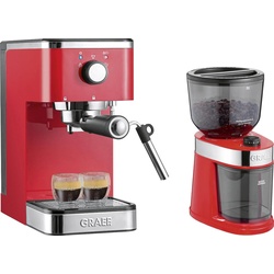 Graef Siebträger-Espressomaschine ES 403 salita mit Kaffeemühle CM 203, Siebträgermaschine, Rot