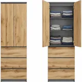 home collective Kleiderschrank 50 x 40 x 180 cm Anthrazit/Eiche