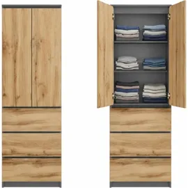 home collective Kleiderschrank 50 x 40 x 180 cm Anthrazit/Eiche