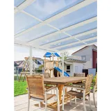 Gutta Terrassendach Premium 1014 x 406 cm weiß/polycarbonat weiß gestreift