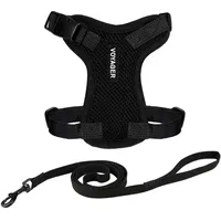 Best Pet Supplies Voyager Step-in Lock Katzengeschirr und reflektierende Katzenleine mit Neoprengriff by Best Pet Supplies - Unterstützt kleine, mittelgroße und große Katzenrassen, Schwarz, size S - 1,5 m
