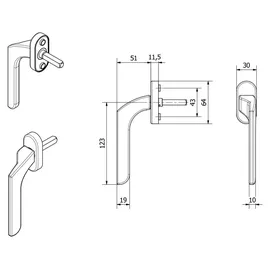 SOTech Fenstergriff CARL Chrom Poliert mit Befestigungsmaterial