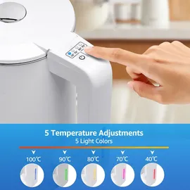 Aigostar - Smart Wasserkocher mit Temperatureinstellung 40°C-100°C, WiFi Steuerung Kompatibel zu Alexa, 1,7 l Edelstahl Doppelwand Cool Touch, Leise