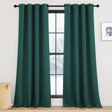 KGORGE Dunkelgrün Weihnachten Vorhang Thermo Wärmeisolierend Wohnzimmer Moderne Gardinen 245 cm Lang Verdunklungsvorhänge mit Ösen Vorhänge Thermovorhang Blackout Curtain, 245 x 140 cm(HxB)