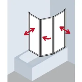 Kermi Vario 2000 Faltwand 2-/1-flügelig V2TS20801422K 79-81,3x140cm, Weiß Kerolan Perl