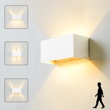 CELAVY LED Außenlampe Aussenlampe mit Bewegungsmelder, Wandleuchte Wandlampe aussen, IP65 Aussenleuchte Außenleuchte Wand, UP Down Aussenbeleuchtung Außenbeleuchtung Hauswand Balkon 3000K, Weiß