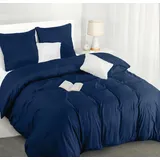 Utopia Bedding Bettwäsche 220x240 Set - Mikrofaser Bettbezug 240x220 cm + 2 Kissenbezüge 65x65 cm - Marineblau