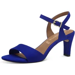 Sandalette TAMARIS, Damen, Gr. 37, blau (royalblau), Textil, Veloursleder, elegant, Schuhe, Trichterabsatz, Abendschuh mit verstellbarem Fesselriemchen