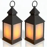 EAXUS Eaxus® 2er Set LED Laterne für Draußen - Notfallleuchte Blackout. Windlicht mit Flammeneffekt Kerze - Wohnzimmer & Garten Deko