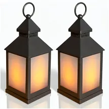 EAXUS Eaxus® 2er Set LED Laterne für Draußen - Notfallleuchte Blackout. Windlicht mit Flammeneffekt Kerze - Wohnzimmer & Garten Deko