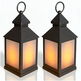 EAXUS Eaxus® 2er Set LED Laterne für Draußen - Notfallleuchte Blackout. Windlicht mit Flammeneffekt Kerze - Wohnzimmer & Garten Deko