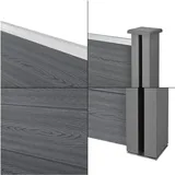 [neu.holz] Lamellenzaun 466 x 165 cm Grau/WPC