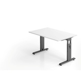 HAMMERBACHER OS 12 höhenverstellbarer Schreibtisch weiß rechteckig, C-Fuß-Gestell grau 120,0 x 80,0 cm