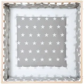 roba Laufgitter 100 x 100 cm Little Stars - Laufstall inkl. Schutzeinlage & Rollen - Baby Krabbelgitter aus Holz natur