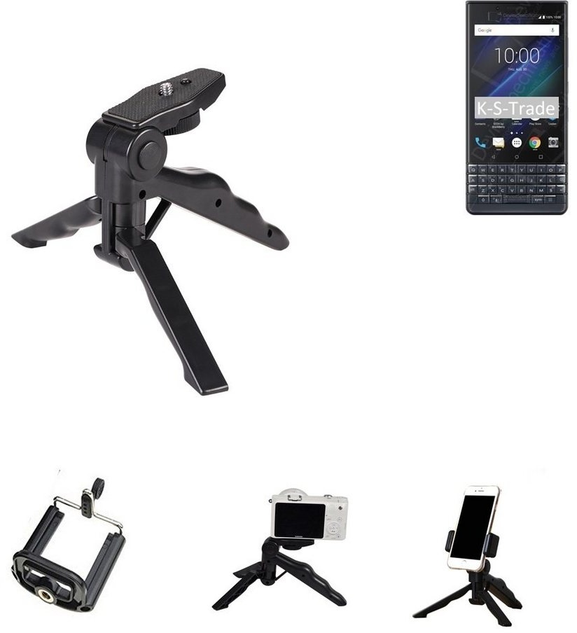 K-S-Trade für BlackBerry Key2 LE Smartphone-Halterung, (Stativ Tisch-Ständer Dreibein Handy-Stativ Ständer Mini-Stativ) schwarz