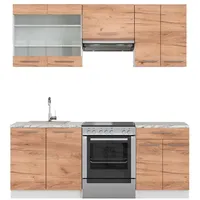 Vicco Küchenzeile Fame-Line 200 cm Goldkraft Eiche/Weiß