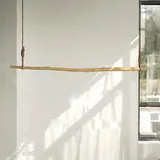 Holz Hängegarderobe, Natur Hochwertiges Baumwoll Seil, Kleiderstange Deckenmontage, Vintage Industrial, Hängend & Höhenverstellbar, 80CM, 100CM, 120CM