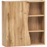 WELLTIME Hängeschrank "Stubach", braun (wotaneiche), B:60cm H:64cm T:20cm, MDF, Schränke, Bad-Hängeschrank, Tür mit Baumkante