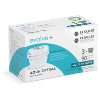 Aqua Optima Wasserfilterkartusche, Evolve+ 3er Pack (Vorrat für 3 Monate), kompatibel mit Brita Maxtra+ & PerfectFit, 5-stufiges Filtersystem reduziert Chlor, Kalk und andere Verunreinigungen