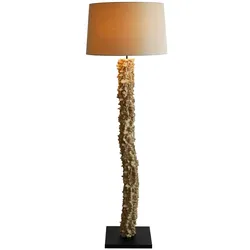 SalesFever Stehleuchte aus Treibholz | Lampenschirm Leinen | Gestell Treibholz & Metallrohr | Standfuß Heveaholz | B30xT30xH150cm |schwarz–natur–weiß