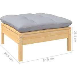 vidaXL 10-tlg. Garten-Lounge-Set mit Grauen Kissen Massivholz Kiefer