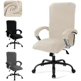 Yunlaishaocer Samt Bürostuhl Bezug mit Armlehne, Stretch Stuhlhussen, Abnehmbare für Bürostuhl Stuhlhussen Bezug, Schonbezug für Bürostuhl, Universal Computer Stuhl Überzug (Beige, XL)