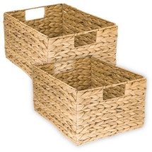 HMF Aufbewahrungskorb, faltbarer Korb geflochten aus Wasserhyazinthe Seegras 2er Set, Größe L 36 x 28 x 20 cm