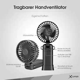 Xlayer Handventilator Schwarz