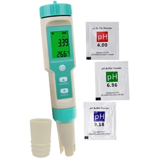 Stift Stil Salzgehalt und Temperatur ATC und NaCl Salzwasser Qualitäts Messgerät für Salzwasser, Aquarium, Hydroponik und Lebensmittel (100.0ppt) (PH/TDS/EC/ORP/Salinity/S.G. /Temp)